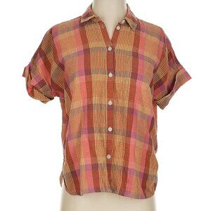 Madewell Plaid Short Sleeve Button Down Camp Shirt, 100% Cotton, S / XS